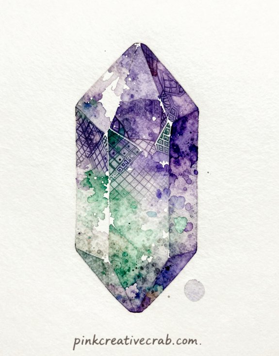 vibrant fluorite octahedron watercolor geometry