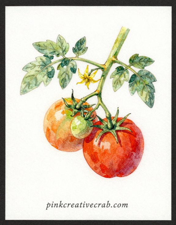 vibrant heirloom tomato branch illustration