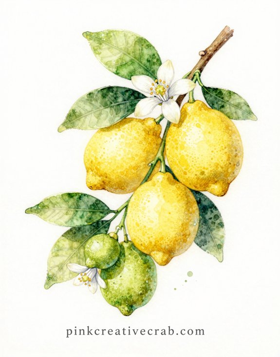 botanical art of lemon branch