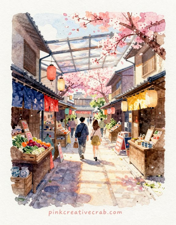 authentic japanese market scene composition