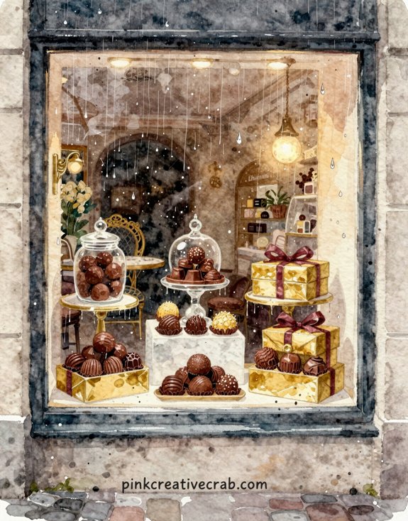 wet on wet blurred chocolate reflected lights crisp architecture