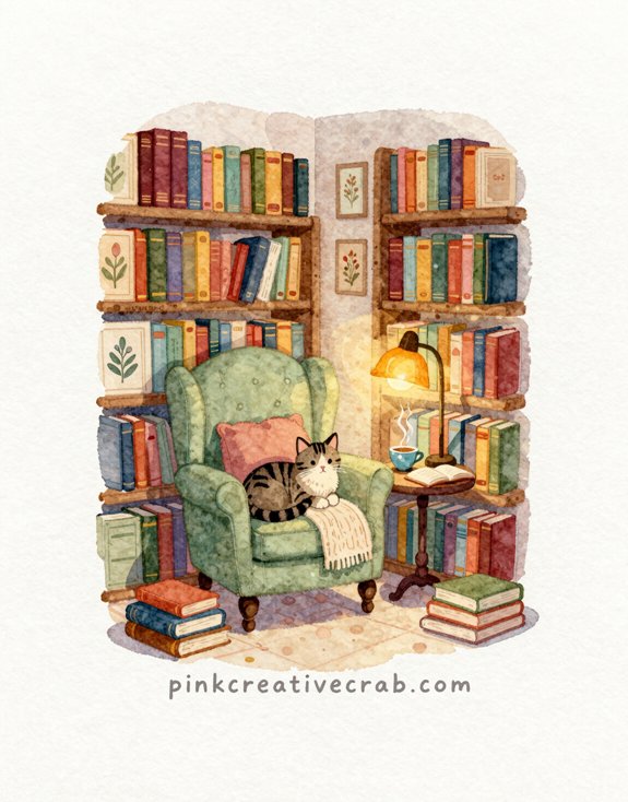 11 Watercolor Cozy Library and Bookshop Illustrations Book Lovers Will Obsess Over
