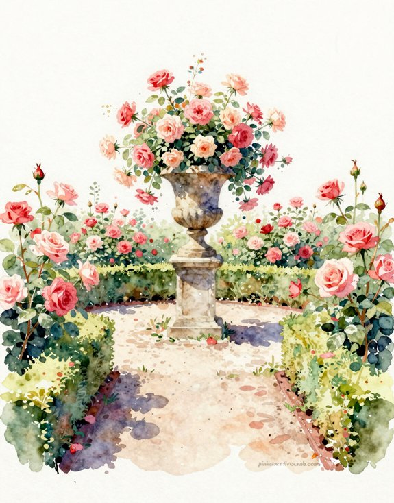 balanced formal rose garden tranquility