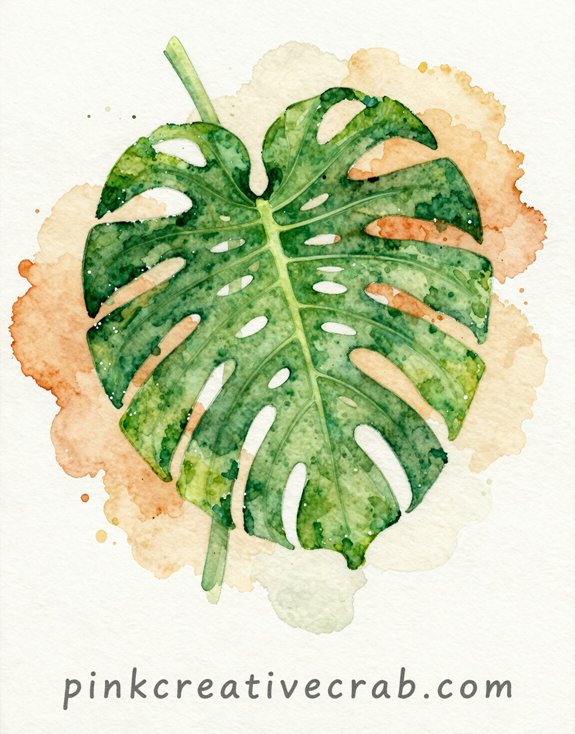 tropical watercolor monstera leaf painting