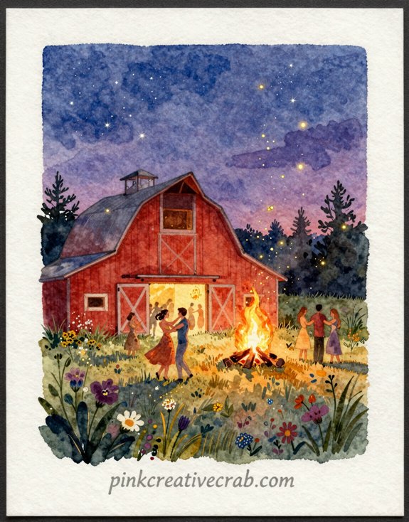 countryside celebration under starry night