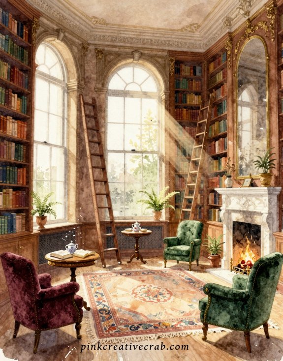 atmospheric cozy reading nook watercolor