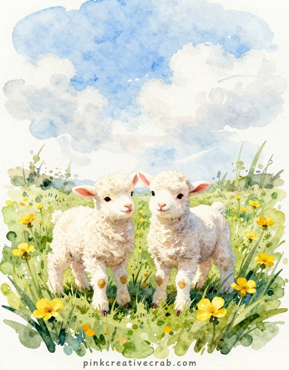 bouncing baby lambs in buttercups