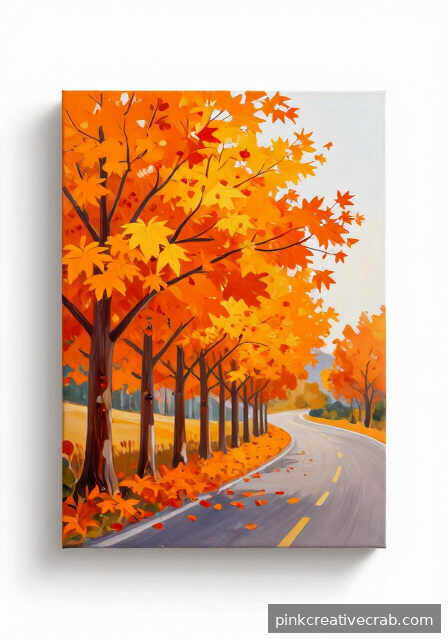 Backlit Autumn Maples on a Country Road