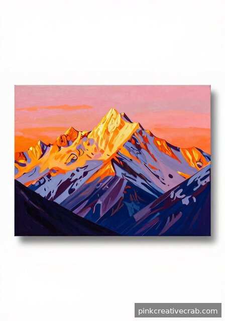 Acrylic Painting Mountains in Golden Hour Light
