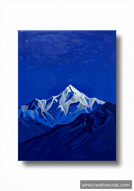 Moonlit Mountain Ridgeline in Deep Indigo and Silver