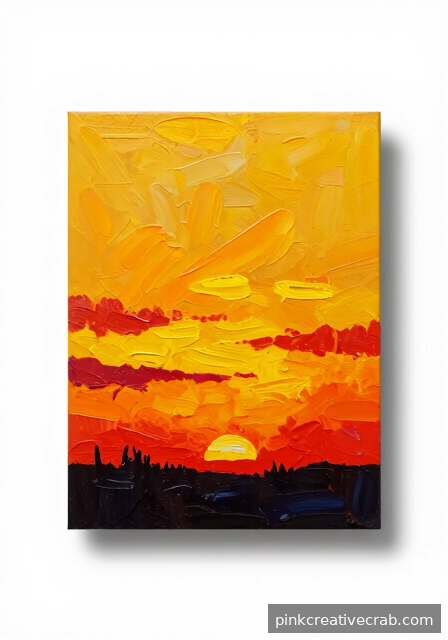 Blazing Horizon: A Fiery Acrylic Sunset Scene