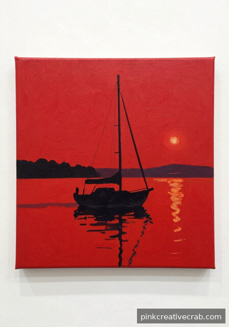Sailboat Silhouette in a Crimson Harbour Dusk