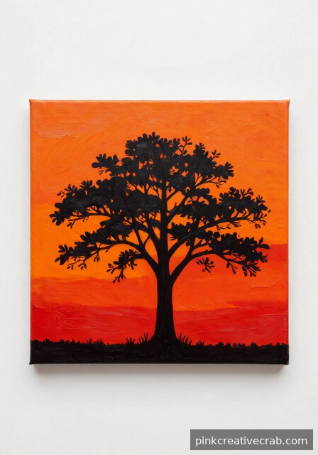 Lone Tree Against a Burning Orange Sky