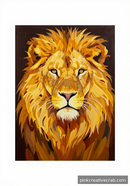 Golden Hour Lion Portrait on Dark Canvas