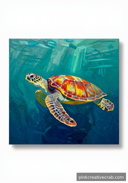 Moody Deep-Sea Turtle in Teal Depths