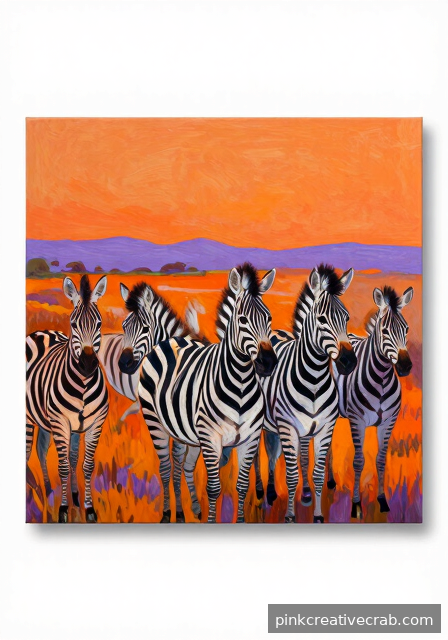 Impressionistic Herd of Zebras at Dusk
