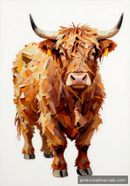 Palette Knife Textures for a Shaggy Highland Cow