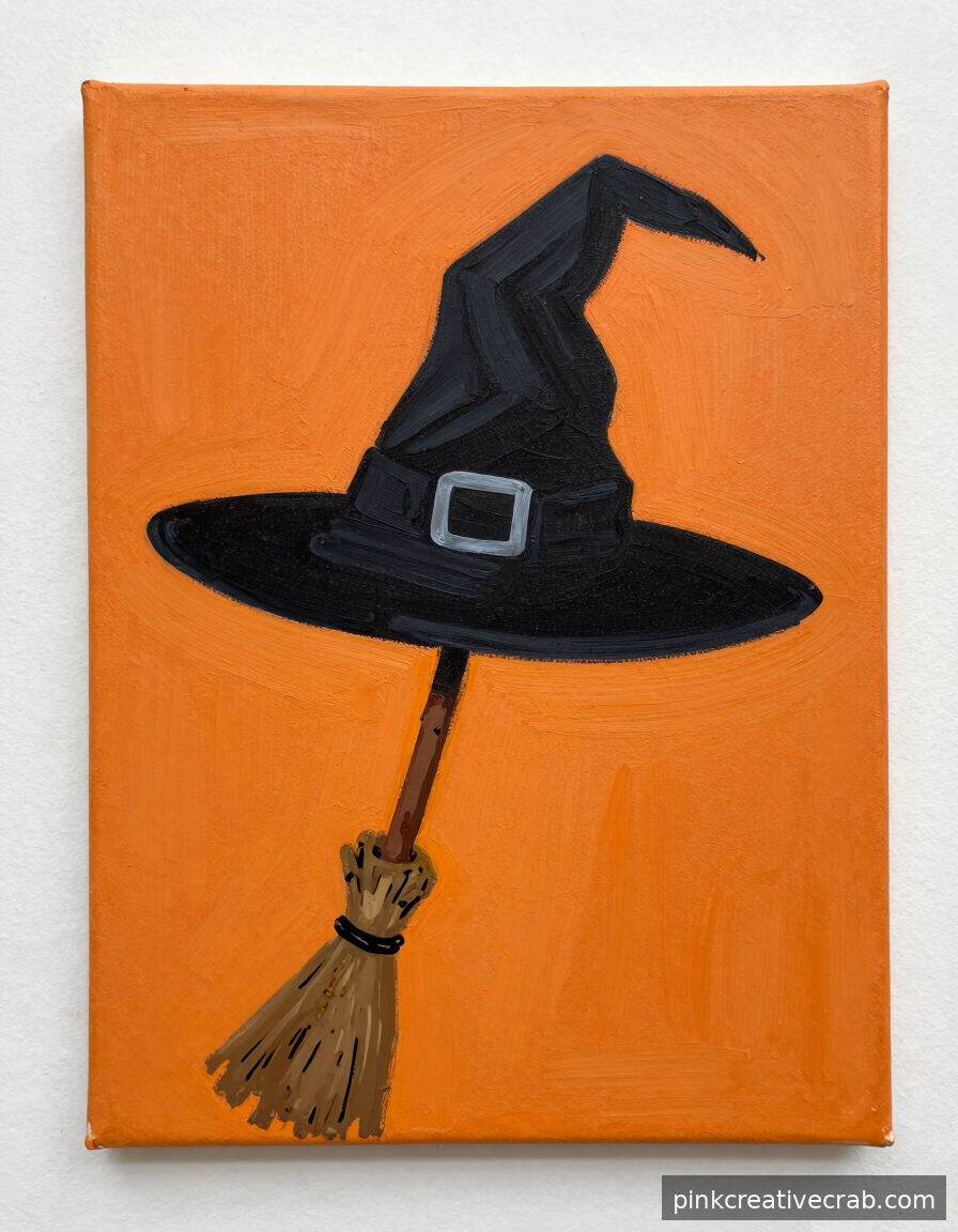 Cozy Witch Hat and Broomstick Still Life You Will Want to Paint Twice