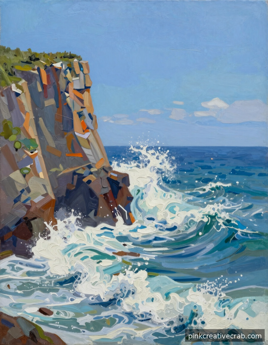 How a Few Loose Brushstrokes Become a Stunning Ocean Cliff View