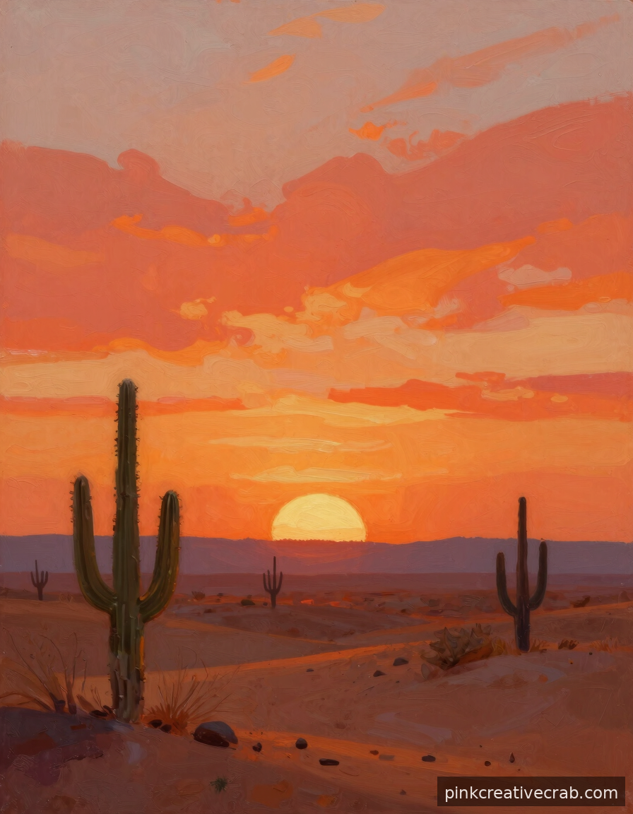 Peaceful Desert Sunset With Colors So Warm You Can Almost Feel the Heat