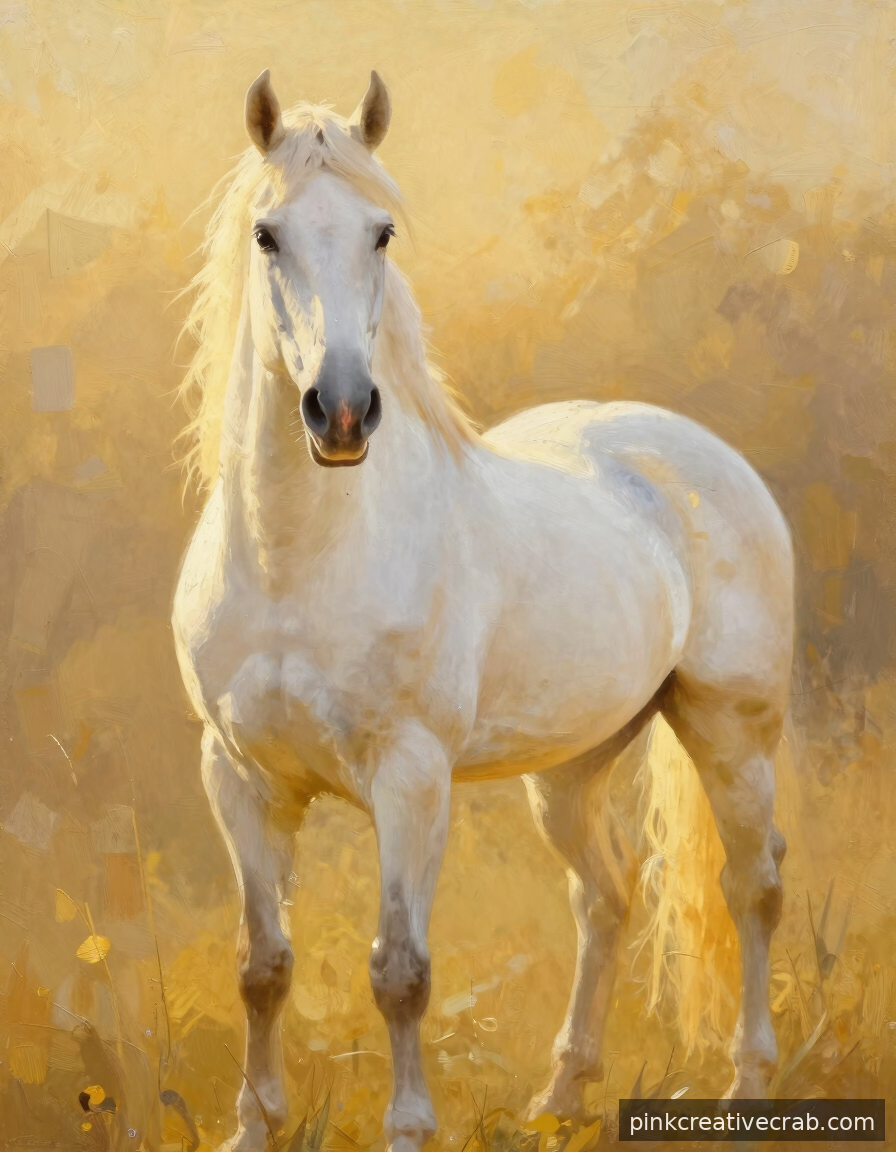 Sunlit White Horse So Radiant It Practically Glows Right Off the Canvas
