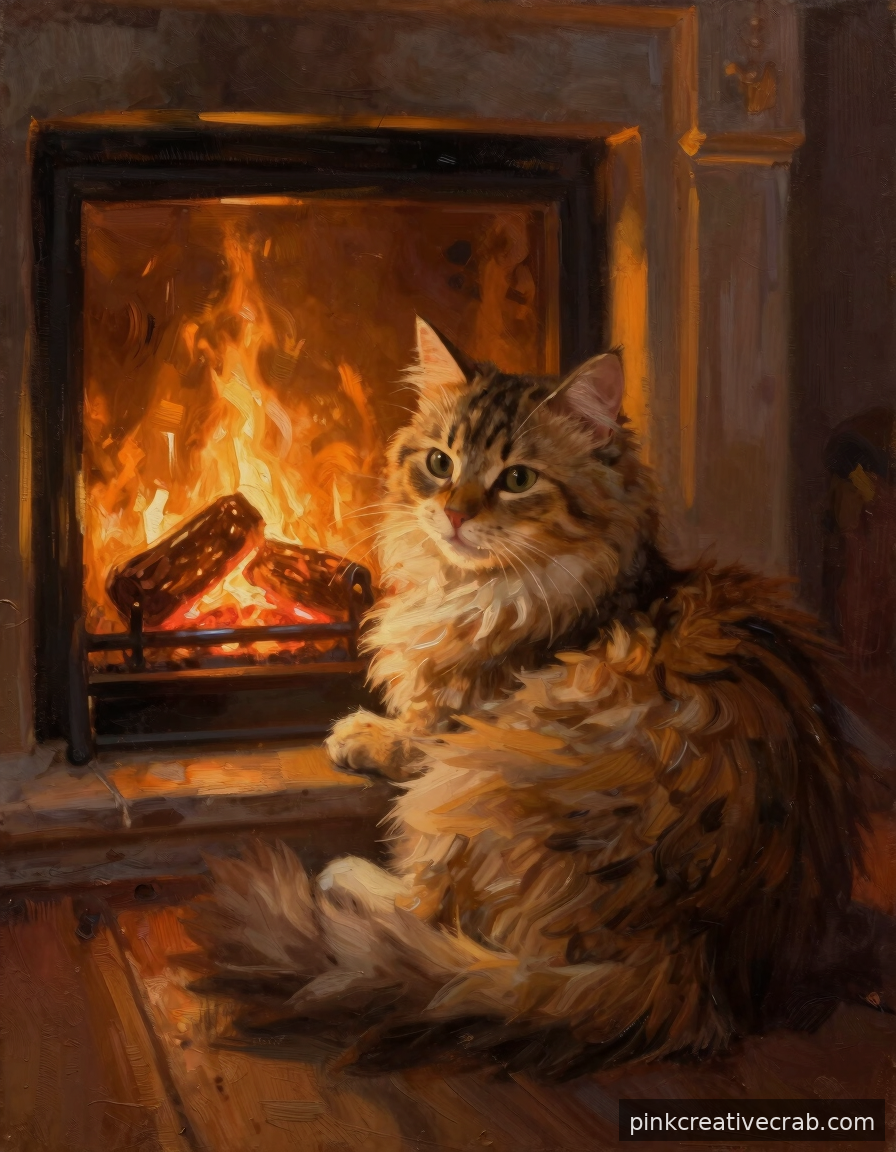 That Cozy Cat Beside a Fireplace Scene You Keep Saving on Pinterest