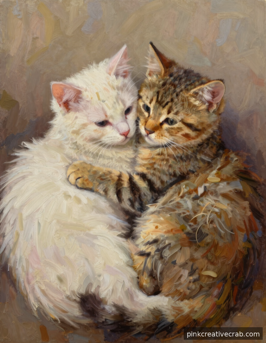 Two Cats Cuddling Together Is the Most Heartwarming Canvas You Will Ever Finish