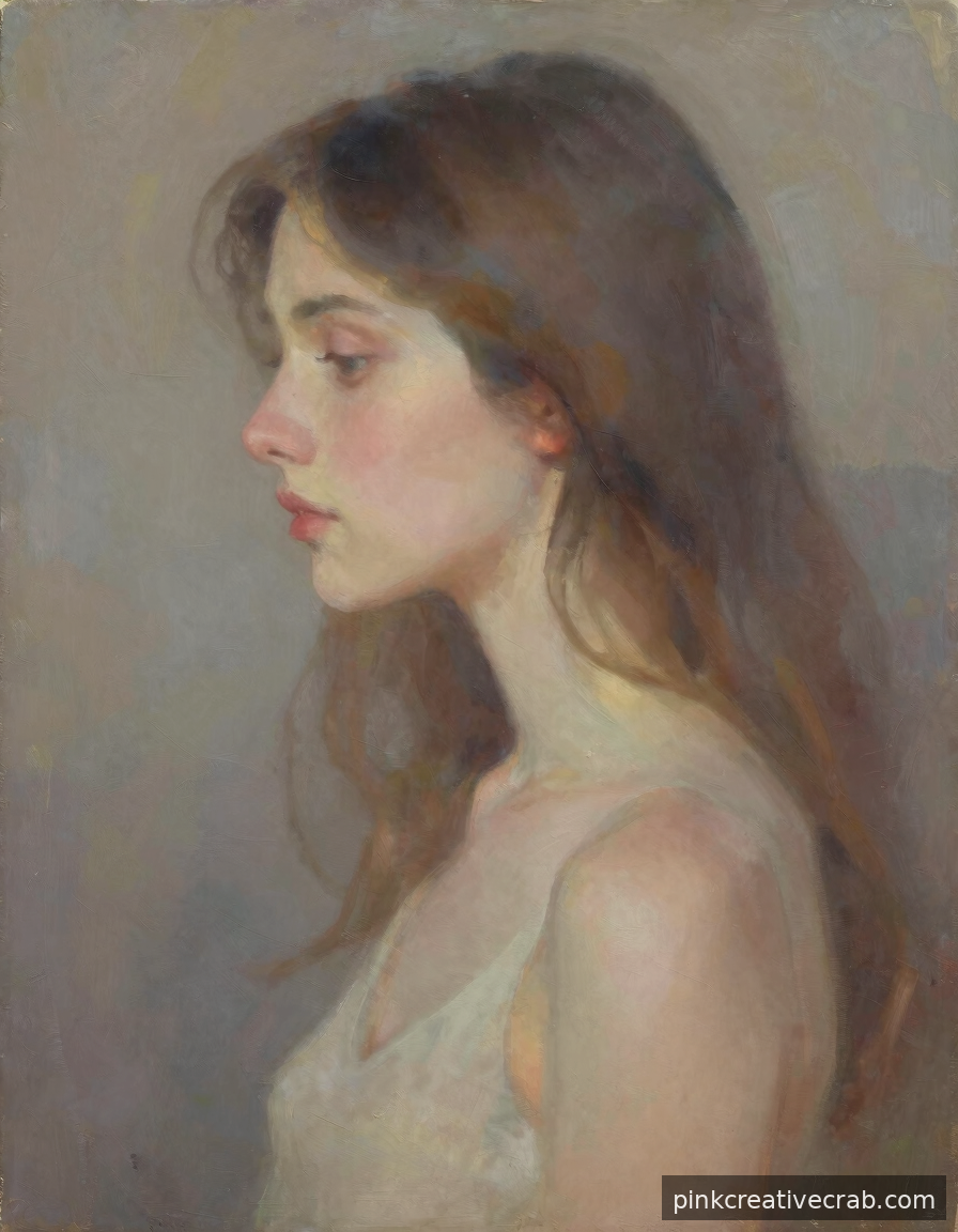 Paint a Dreamy Oil Painting Woman in Profile With Almost No Detail at All