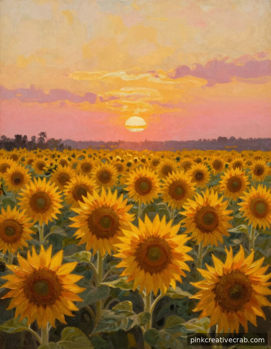 Sunflower Field at Dusk Is the Warm Hug Your Wall Has Been Waiting For