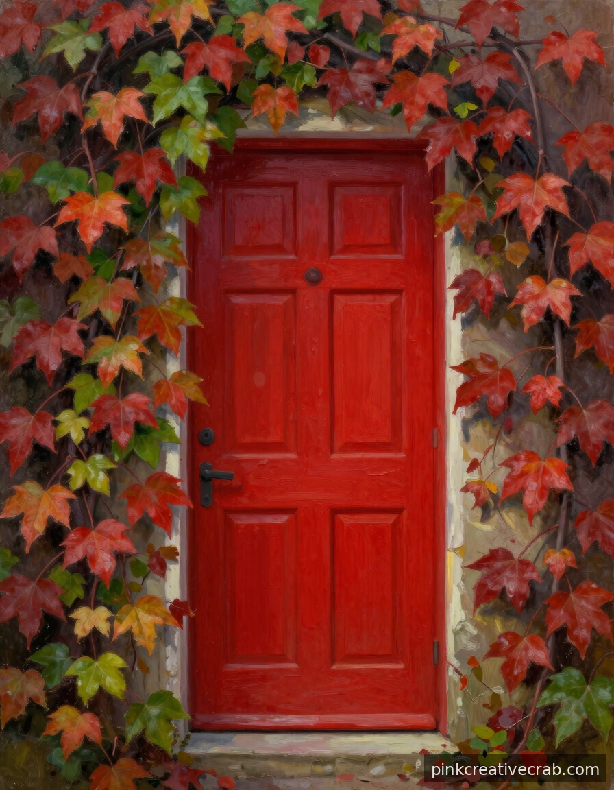 A Bright Red Door Surrounded by Autumn Ivy Will Make Your Heart Sing