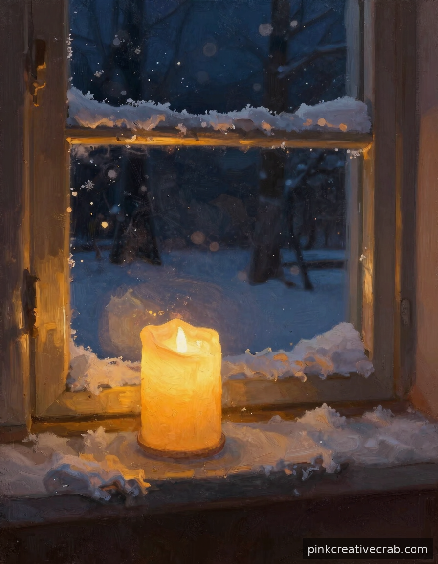 Candlelit Windowsill Still Life That Feels Like a Warm Hug on Canvas