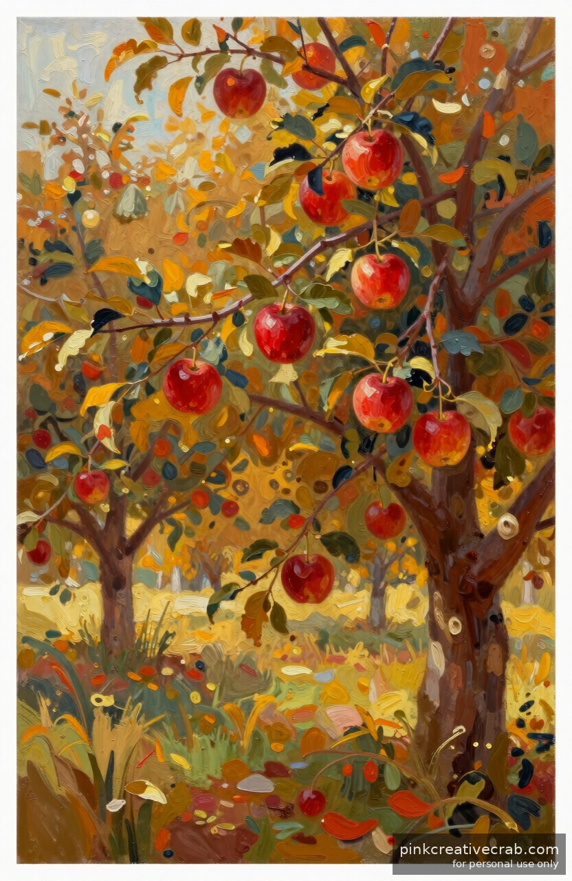 A Rustic Apple Orchard Scene That Feels Like a Warm Hug in Paint