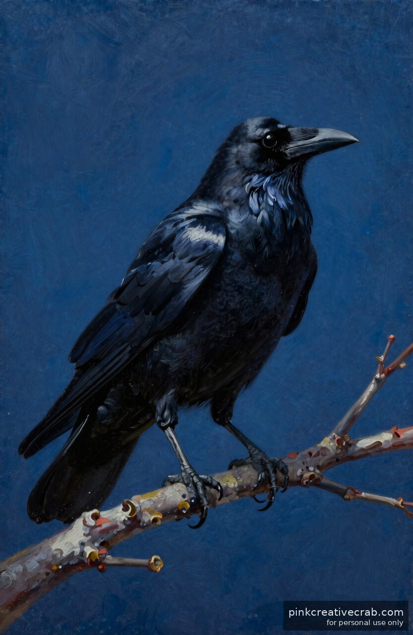 How a Few Simple Strokes Become a Stunning Raven on a Midnight Branch