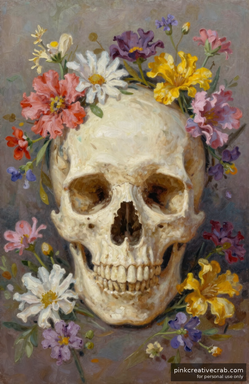 Dreamy Skull with Wildflowers That Belongs Absolutely Everywhere on Your Wall