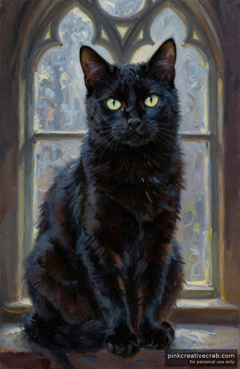You Have Never Seen a Black Cat Look This Effortlessly Majestic in Oil