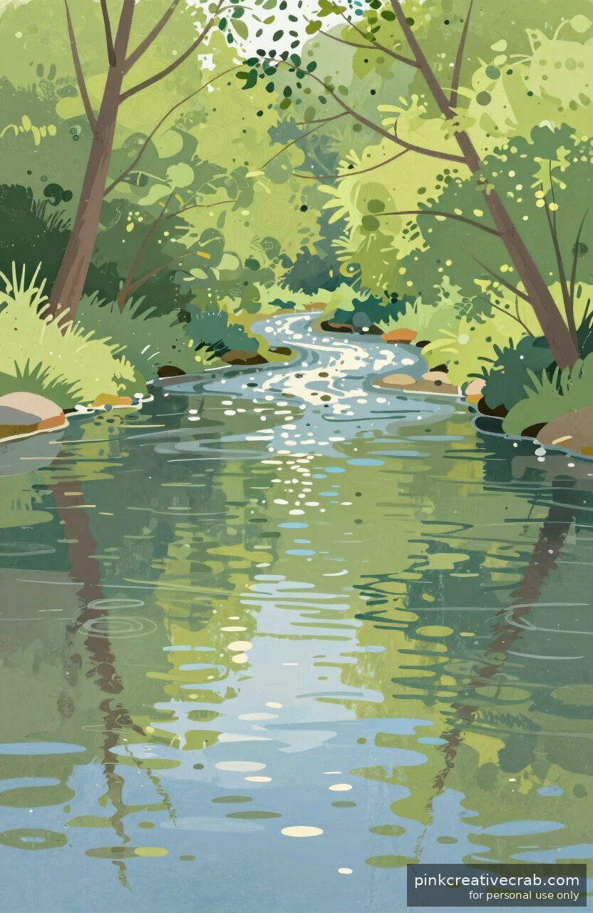 Spring Creek Reflections Are the Most Meditative Gouache Landscape You Will Ever Try