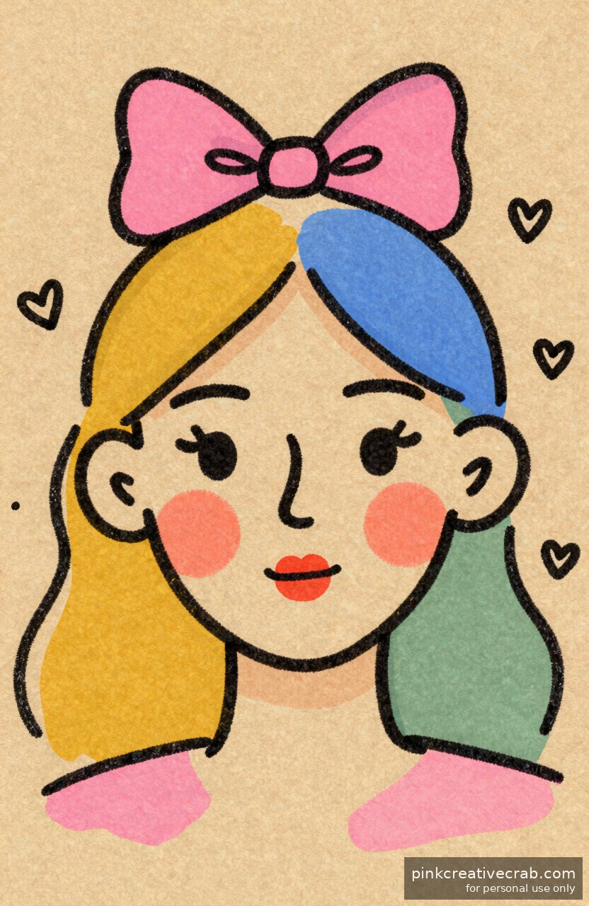 Hair Ribbons and Heart Motifs Make This Face Sketch Magically Come Alive