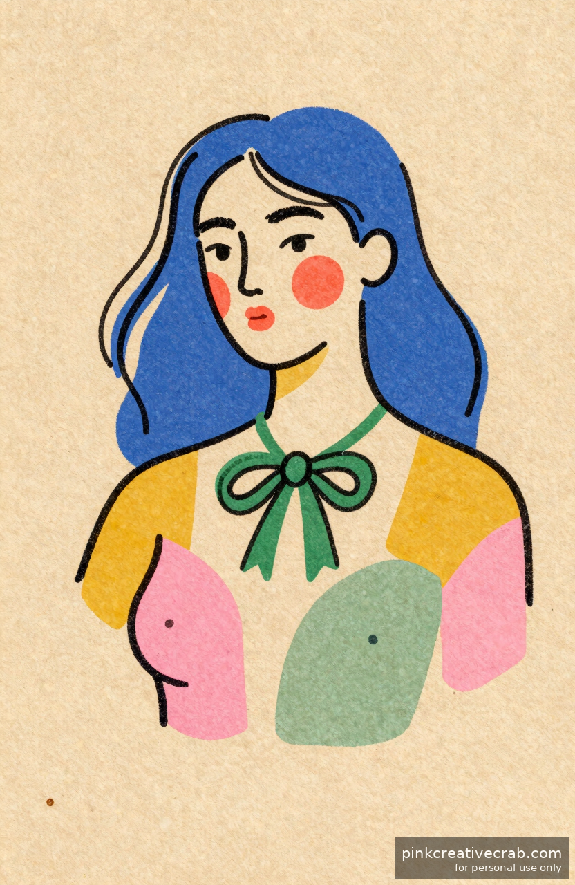 What Happens When You Add a Green Ribbon Bow to a Simple Female Bust Sketch