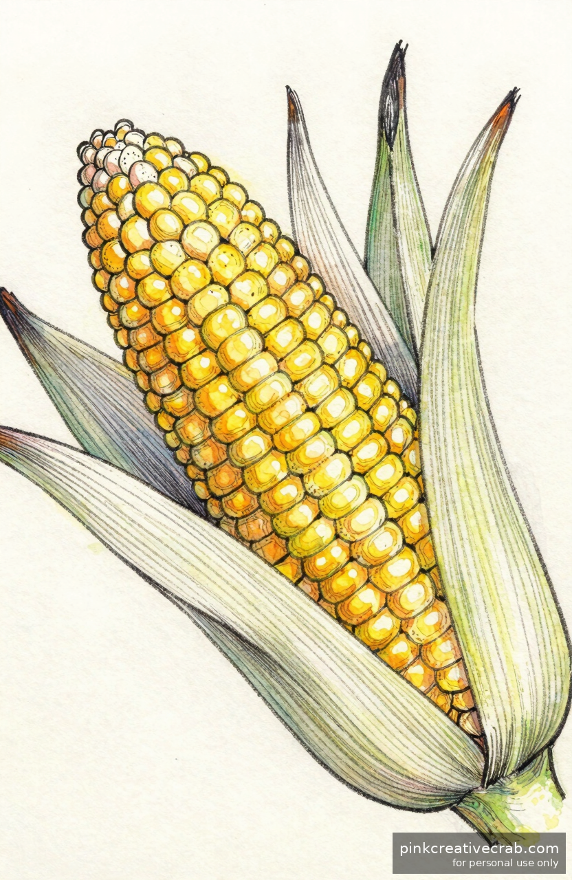 Corn on the Cob So Cozy You Will Want to Sketch It Twice