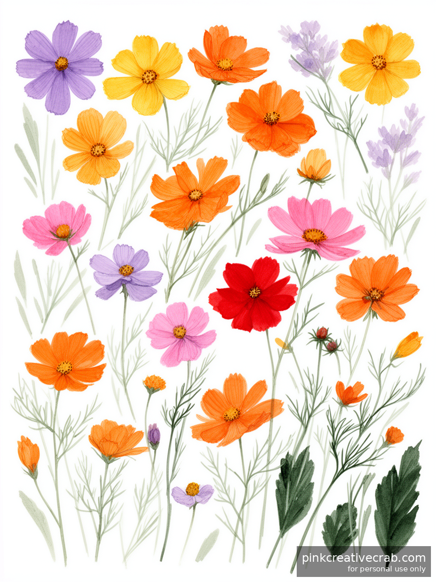 How a Few Loose Strokes Become a Stunning Orange Cosmos Daisy