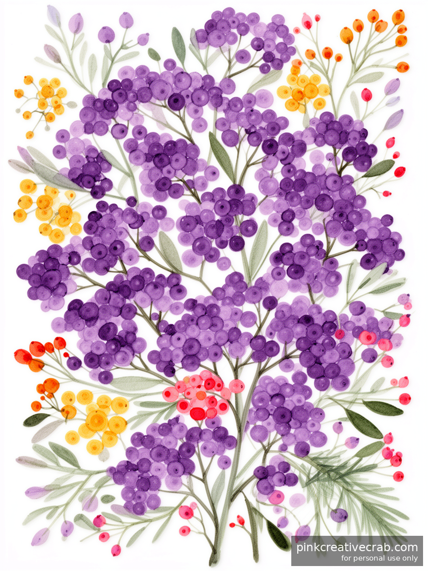 Nobody Will Believe You Drew This Purple Berry Branch as a Beginner