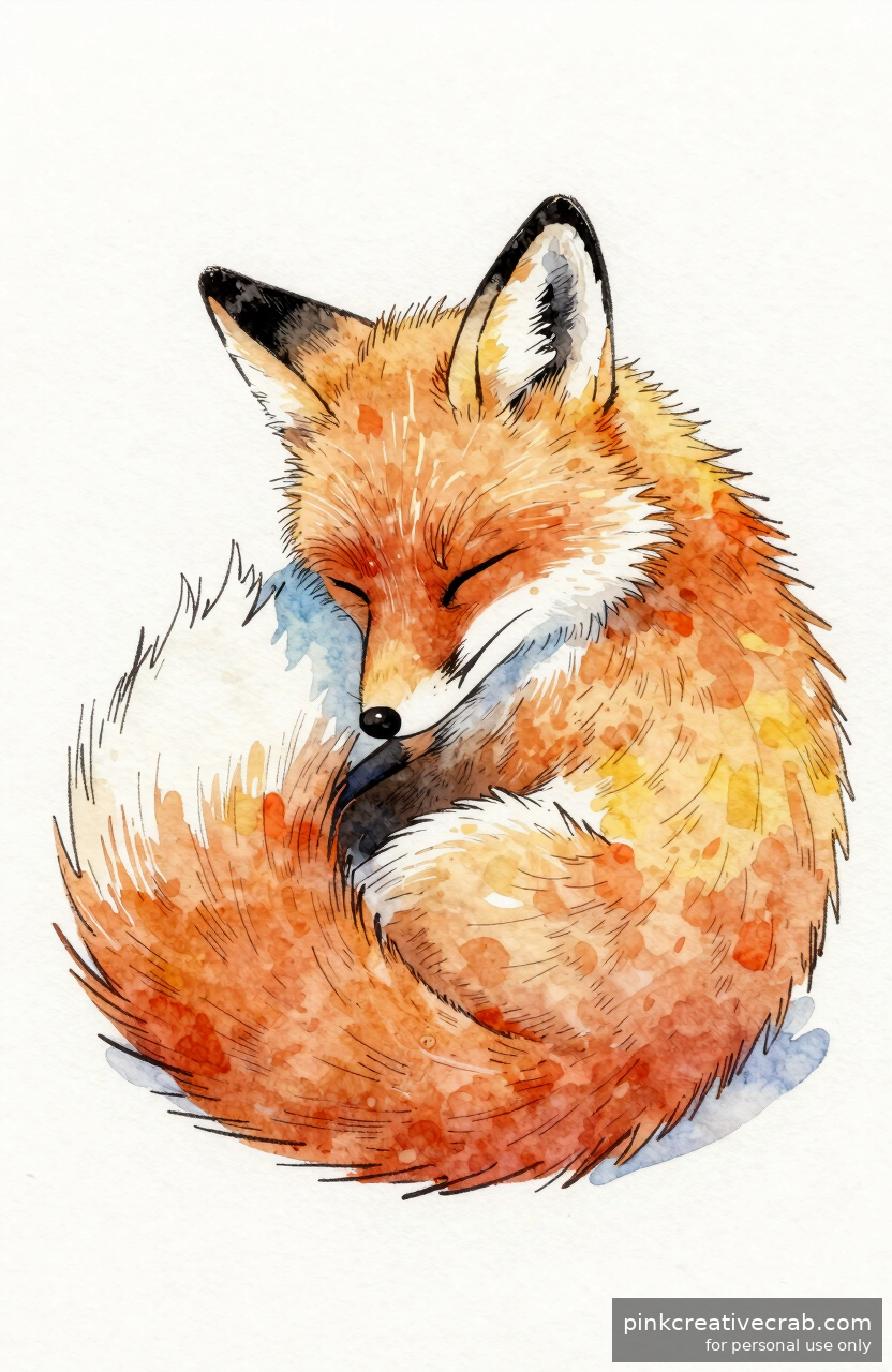 Sleepy Curled-Up Fox