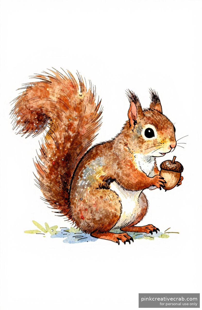 Cute Animal Sketch of a Squirrel