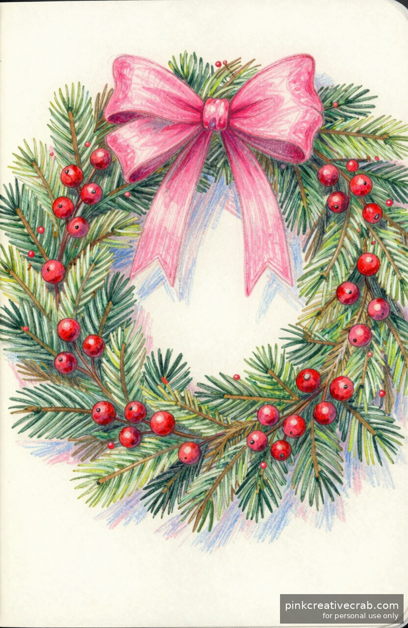 Festive Wreath with Ribbon