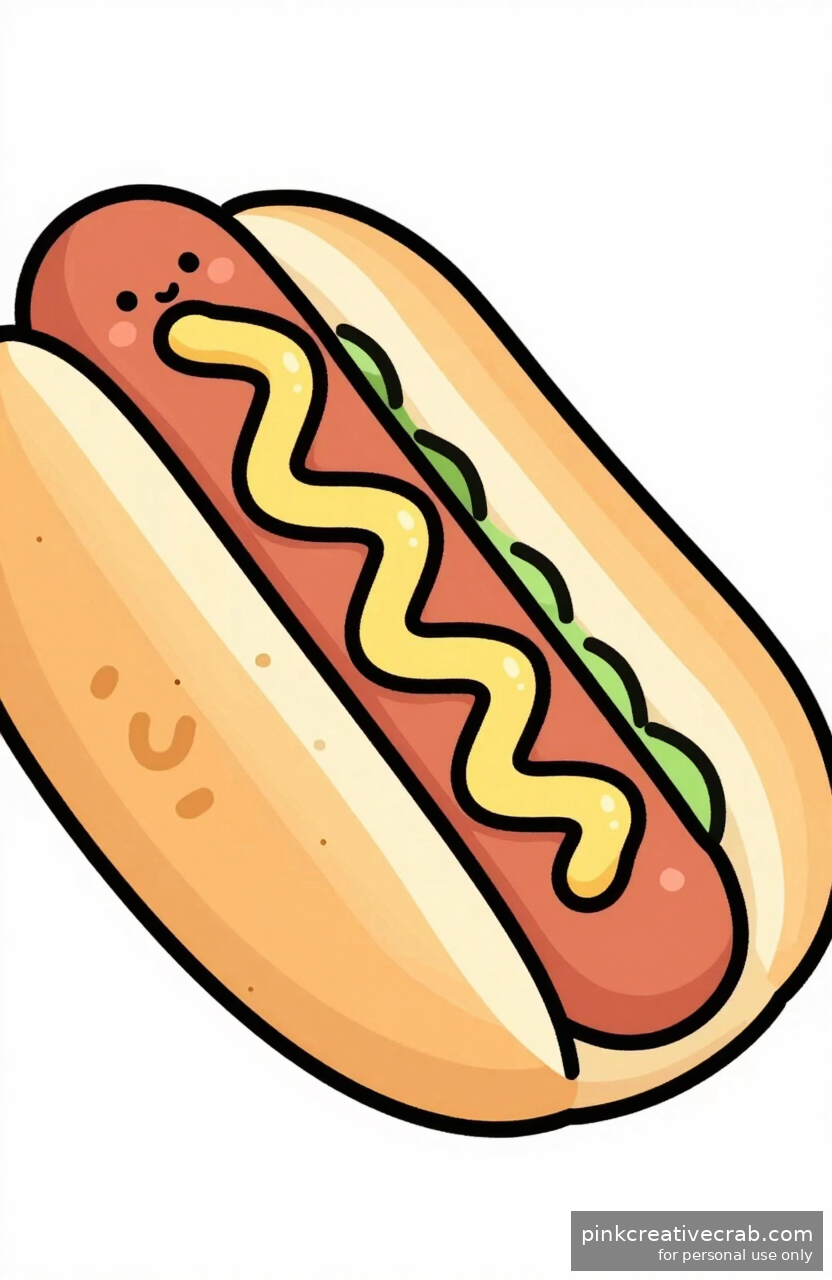 Cheerful Hot Dog Sketch