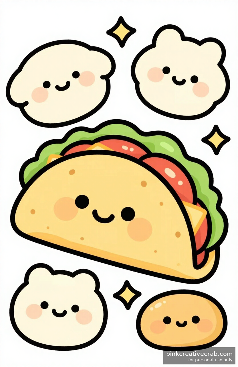 Happy Taco Food Doodle