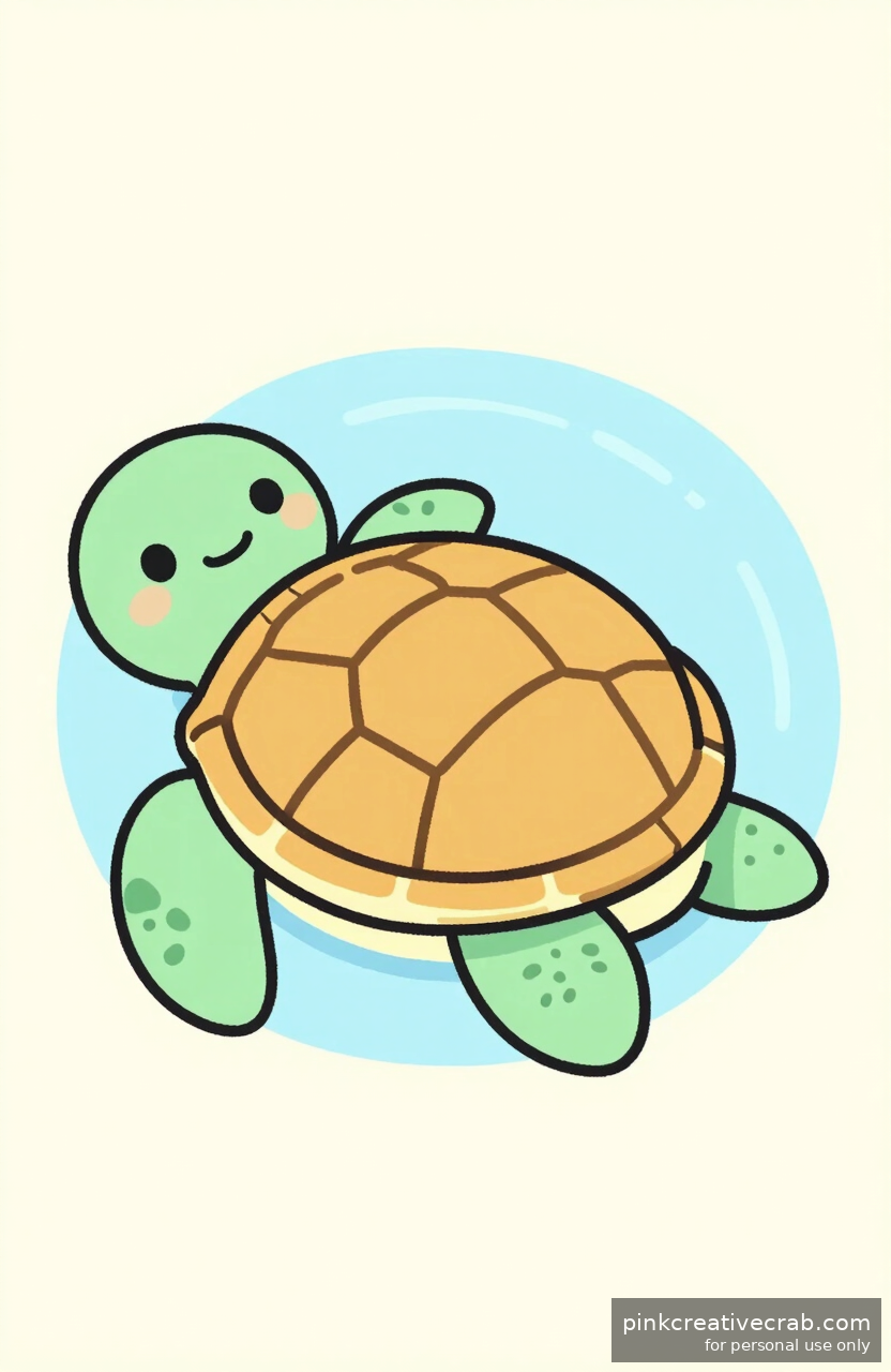 Friendly Sea Turtle Ocean Doodle