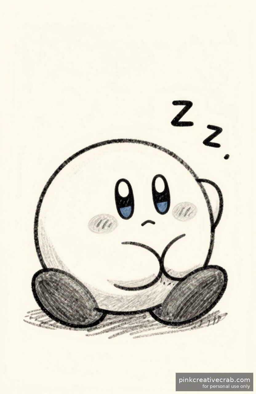 Sleeping Kirby Curled Up Softly