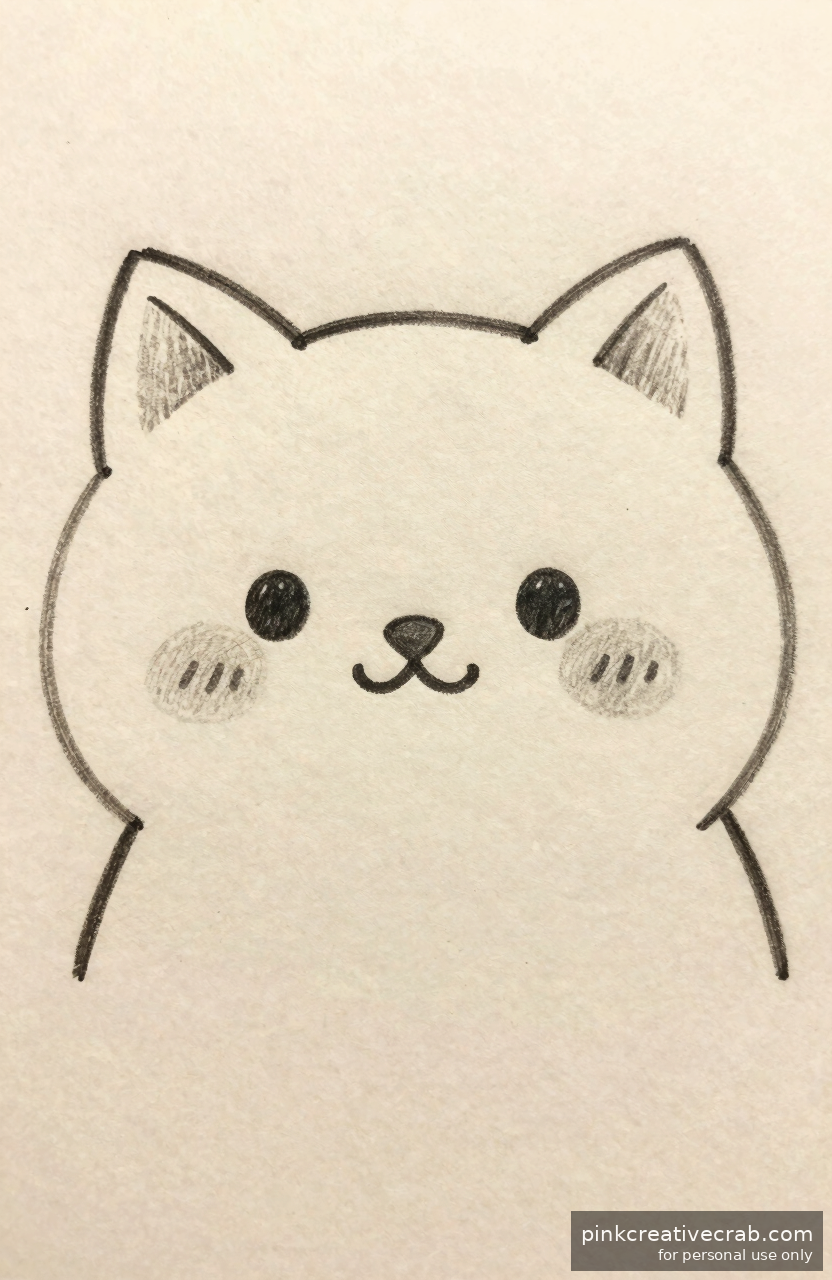 Kawaii Anime Doodle Cat Face