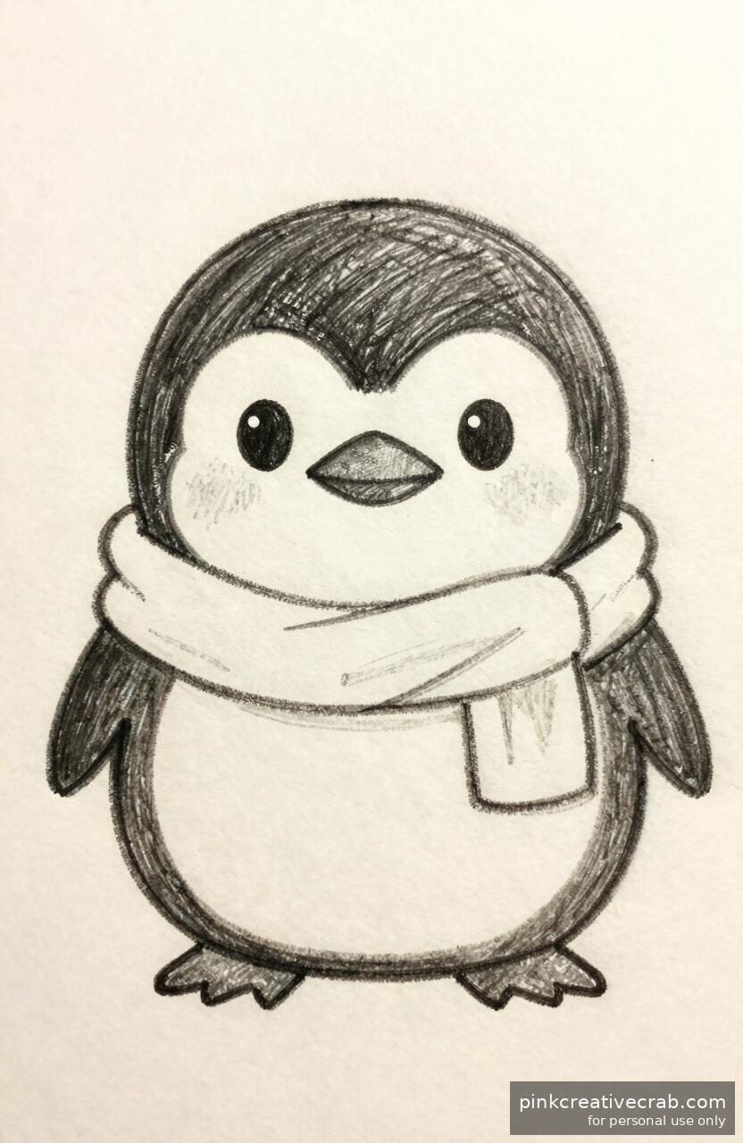 Sweet Anime Penguin in Scarf